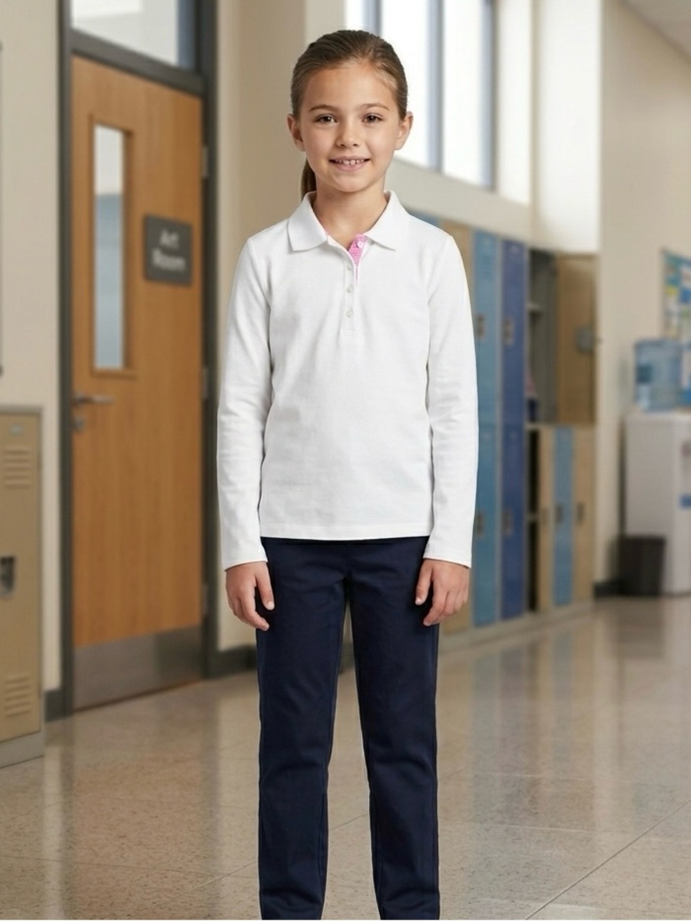 GAP Kids Girls' Long-Sleeve Pique Polo, Size 10